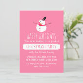 Roze Snowman, uitnodiging voor kerstfeest (Staand voorkant)