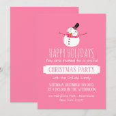 Roze Snowman, uitnodiging voor kerstfeest (Voorkant / Achterkant)