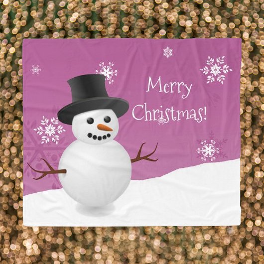 Roze Snowman Winter Scene Kerstmis Blanket Fleece Deken