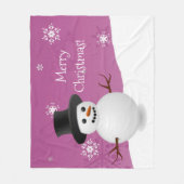 Roze Snowman Winter Scene Kerstmis Blanket Fleece Deken (Voorkant)