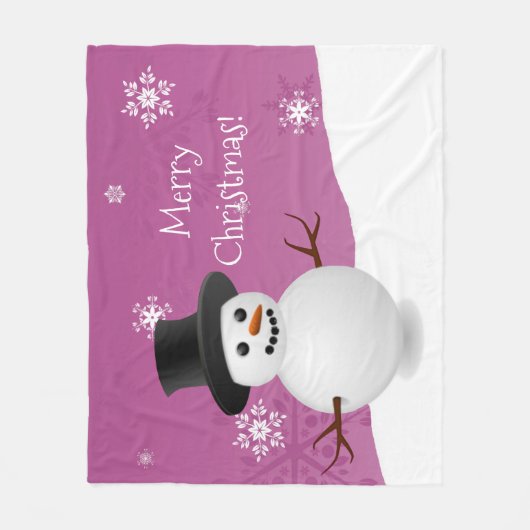 Roze Snowman Winter Scene Kerstmis Blanket Fleece Deken (Voorkant)