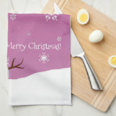 Roze Snowman Winter Scene Kerstmis Keukenhanddoeke Theedoek (Quarter Fold)