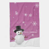 Roze Snowman Winter Scene Kerstmis Keukenhanddoeke Theedoek (Verticaal)
