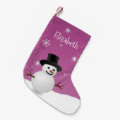 Roze Snowman Winter Scene Kerstmis stoppen Kleine Kerstsok (Voorkant (Hangend))