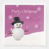 Roze Snowman Winter Scene-kerstpapier Napkin Servet (Voorkant)