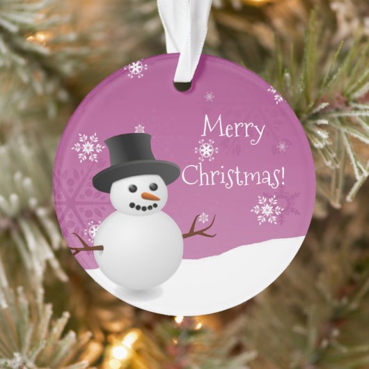 Roze Snowman Winter Scene kerstversiering Ornament (Boom)