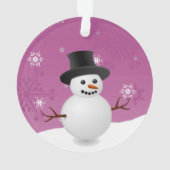 Roze Snowman Winter Scene kerstversiering Ornament (achterkant)