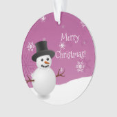 Roze Snowman Winter Scene kerstversiering Ornament (voorkant)