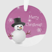 Roze Snowman Winter Scene kerstversiering Ornament (voorkant)