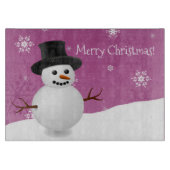 Roze Snowman Winter Scene met kerstknipbord Snijplank (Voorkant)