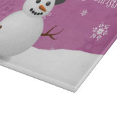 Roze Snowman Winter Scene met kerstknipbord Snijplank (Hoek)