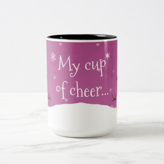 Roze Snowman Winter Scene Mok met kerstmis (Center)