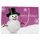 Roze Snowman Winter Scenery kerstcadeautas Groot Cadeauzakje (Achterkant)