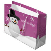 Roze Snowman Winter Scenery kerstcadeautas Groot Cadeauzakje (Voorkant Gekanteld)