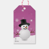 Roze Snowman Winter Scenery kerstcadeautje Label Cadeaulabel (Voorkant)