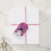 Roze Snowman Winter Scenery kerstcadeautje Label Cadeaulabel (Met Touw)