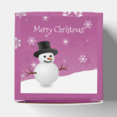 Roze Snowman Winter Scenery-kerstfeestdoos Bedankdoosjes (Bovenkant)