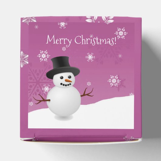 Roze Snowman Winter Scenery-kerstfeestdoos Bedankdoosjes (Bovenkant)