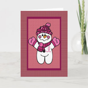 roze snowwoman lint feestdagen kaart
