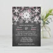 Roze Snowy Chalkboard Style Weddenschap Kaart (Staand voorkant)