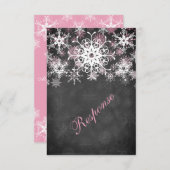 Roze Snowy Chalkboard Style Wedding RSVP Kaart (Voorkant / Achterkant)