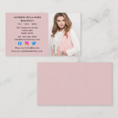 Roze social media Beauticiste Cosmetoloog Foto Visitekaartje (Voorkant / Achterkant)