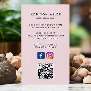 Roze Social Media Instagram Facebook QR Code Visitekaartje