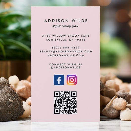 Roze Social Media Instagram Facebook QR Code Visitekaartje