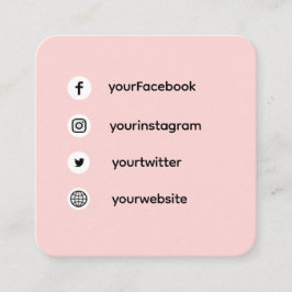 Roze Social Media | Leuk om je te ontmoeten Design Vierkante Visitekaartje