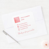 Roze Social Media & Logo Dank u Vierkante Sticker (Envelop)