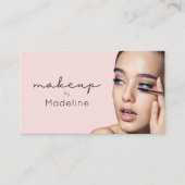 Roze Sociale Icon QR-code Foto Make-up Visitekaartje (Voorkant)
