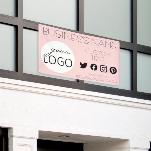  roze sociale media Business Logo Spandoek (Buitenkant Gebouw)