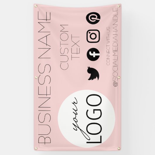  roze sociale media Business Logo Spandoek (Verticaal)