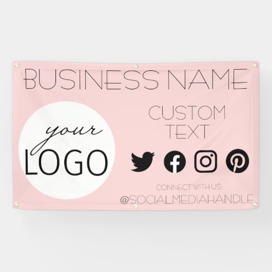  roze sociale media Business Logo Spandoek (Horizontaal)