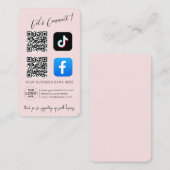 Roze sociale media QR-code visitekaartje (Voorkant / Achterkant)