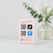Roze sociale media QR-code visitekaartje (Staand voorkant)