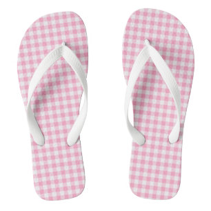 Roze Soda Gingham Teenslippers Adult, brede riemen