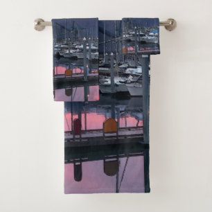 Roze soennitische haven - Bathroom Handdoek