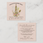 Roze Soft Bakery Pastry Chef Utils wood whisky Vierkante Visitekaartje (Voorkant / Achterkant)