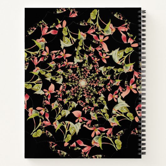Roze Soft green Begonia fractal art Notitieboek (Achterkant)