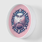 Roze Softbal of Baseball Wall Clock (Hoek)
