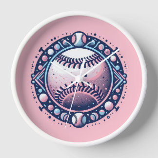 Roze Softbal of Baseball Wall Clock