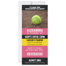 Roze Softbal Ticket Verjaardagsfeestje