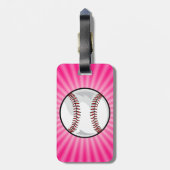 Roze Softball Bagagelabel (Achterkant verticaal)