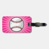 Roze Softball Bagagelabel (Achterkant horizontaal)