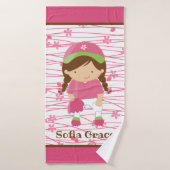 Roze Softball Girls Kinder Gepersonaliseerd keuken Badhanddoek (Badhanddoek)