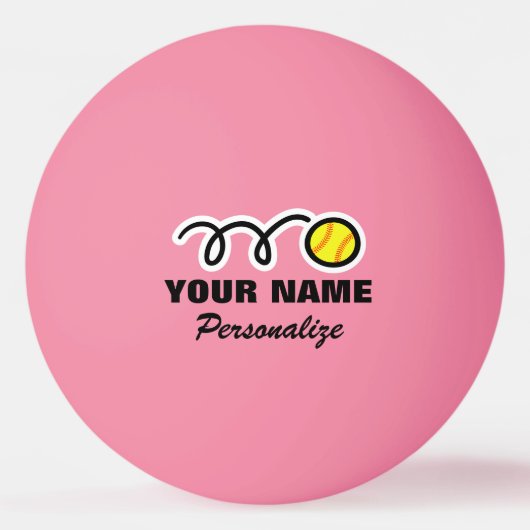 Roze softball logo pingpongbal voor tafeltennis (Voorkant)
