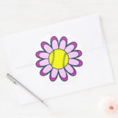 Roze Softball Meisje Ronde Sticker (Envelop)