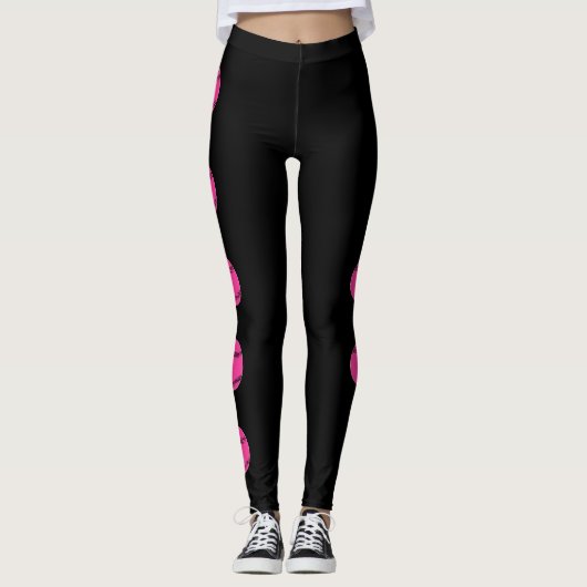 Roze Softball Player Custom Jersey Number Sports Leggings (Voorkant)