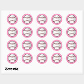 Roze Softball Ronde Sticker (Vel)